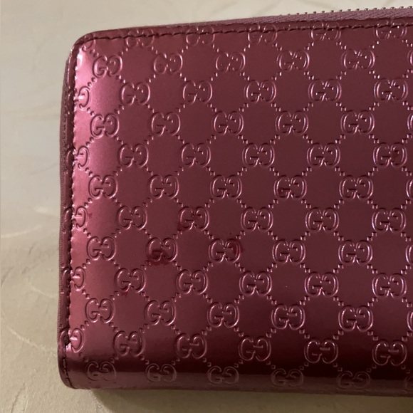 Gucci Patent Zip around GG Micro Guccissima Long Wallet - Picture 3 of 16